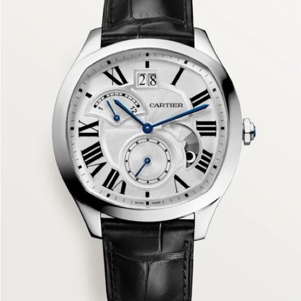 Cartier Drive Retrograde Large Day Night Indicator Steel Mens Watch